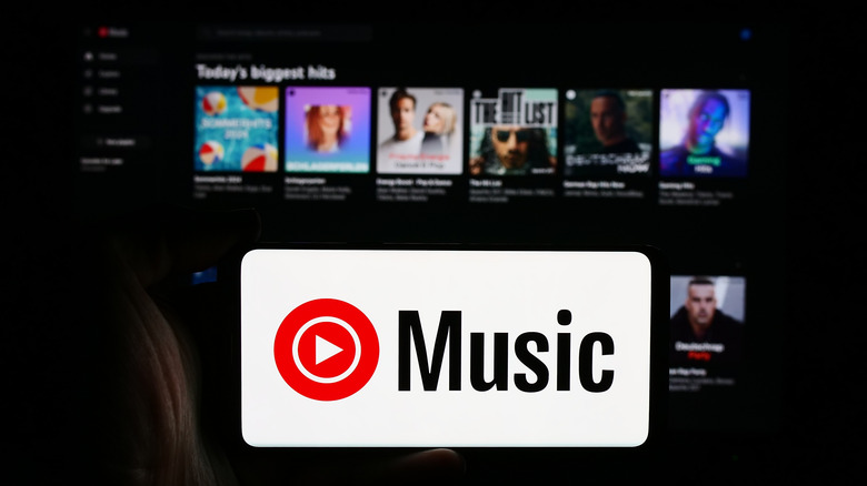 Cell phone with YouTube music logo