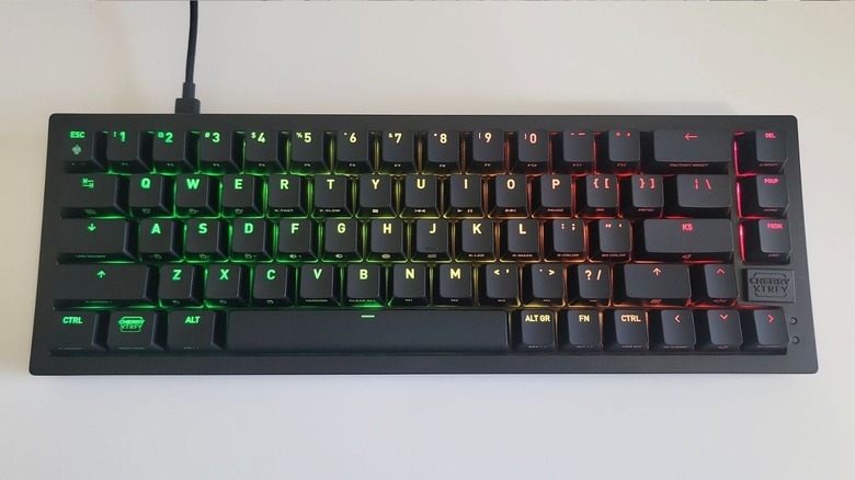 CHERRY XTRFY K5V2 keyboard connected to laptop