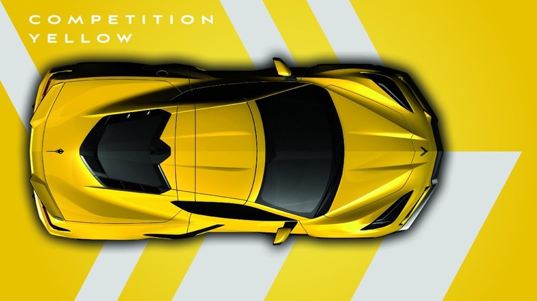 Competition Yellow 2025 corvette e-ray seen from above