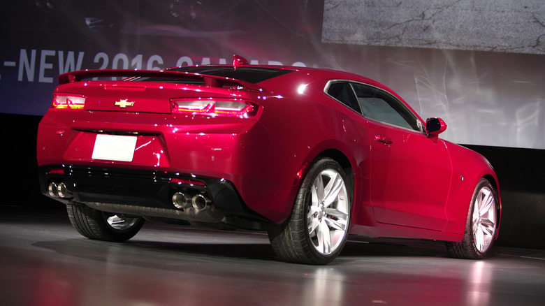 red camaro on display