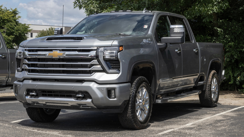 Silver Chevrolet Silverado 2500 quad cab