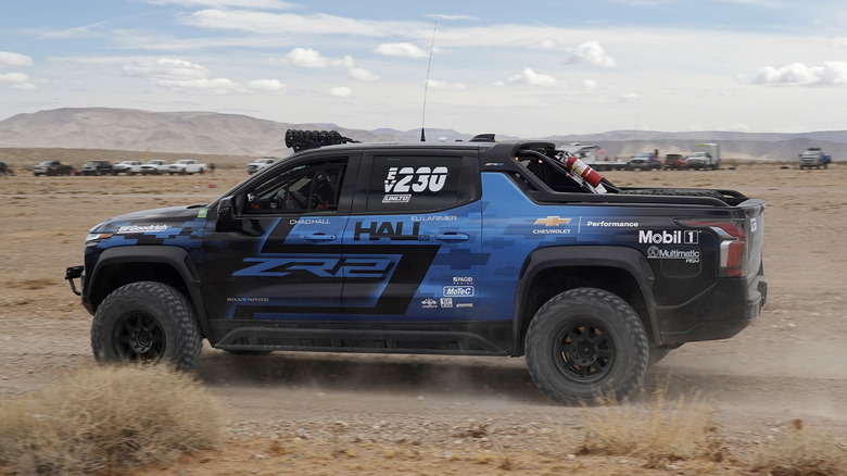 Chevrolet Silverado EV ZR2 passing the first pits