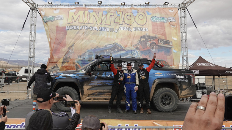 Chevrolet Silverado EV ZR2 on Mint 400 podium