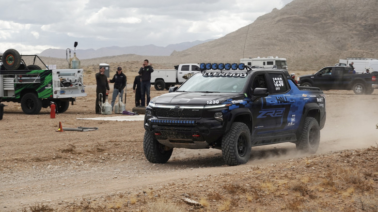 Chevrolet Silverado EV ZR2 passing the first pits