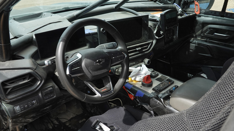 Chevrolet Silverado EV ZR2 steering wheel and dash detail