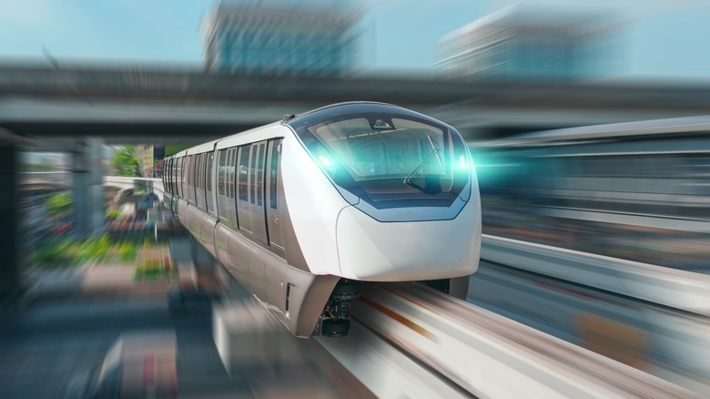 High-speed train moving fast