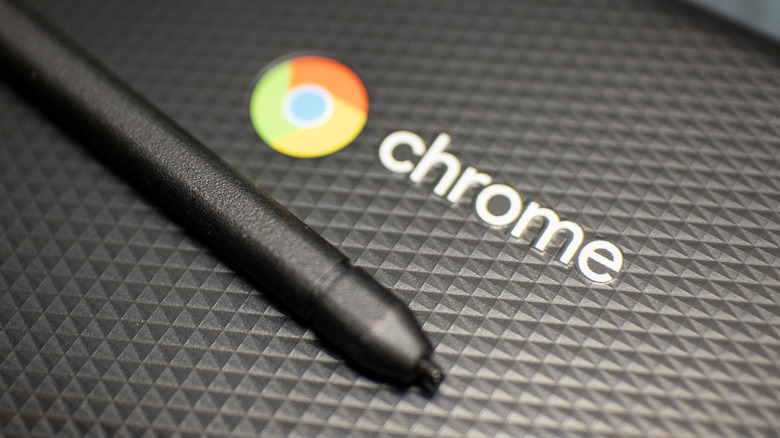 Google Chrome branding on a  Chromebook