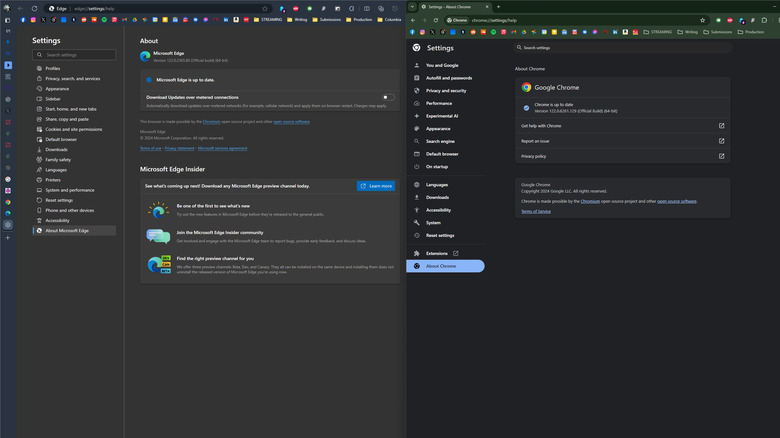 Chrome and Edge side by side