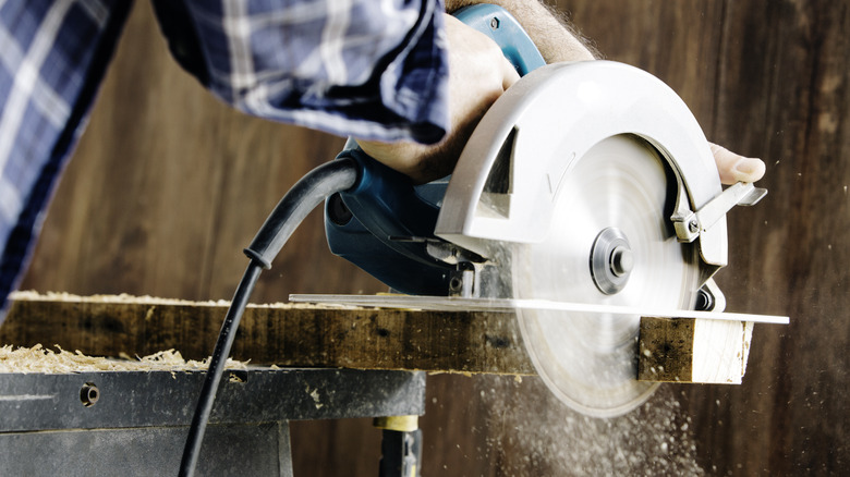 circular saw in workshop