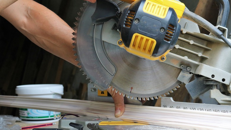 miter saw in workshop