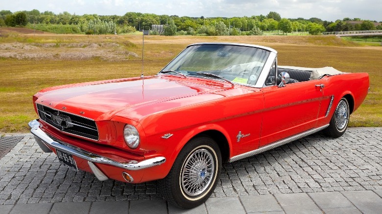 red 1965 Ford Mustang Convertible