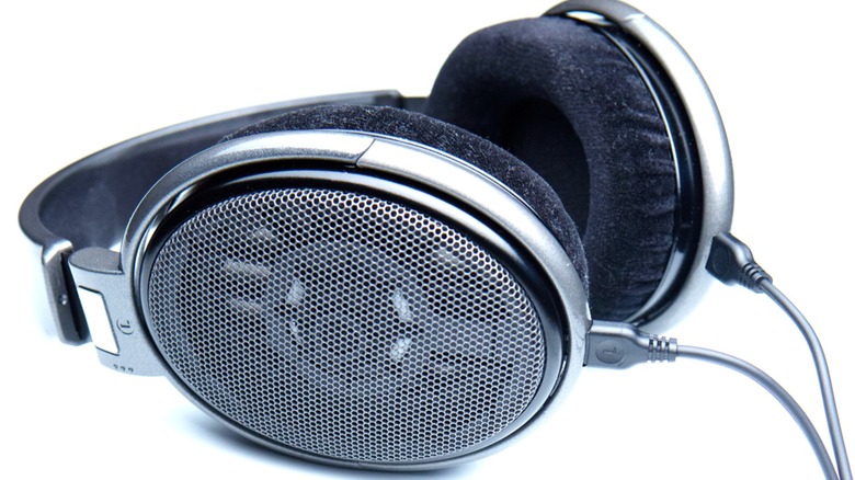 A pair of open back headphones