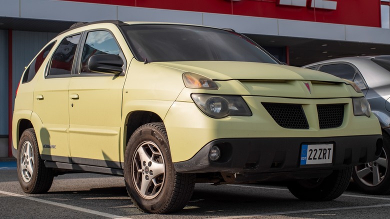 Pontiac Aztek parked in a parking lot