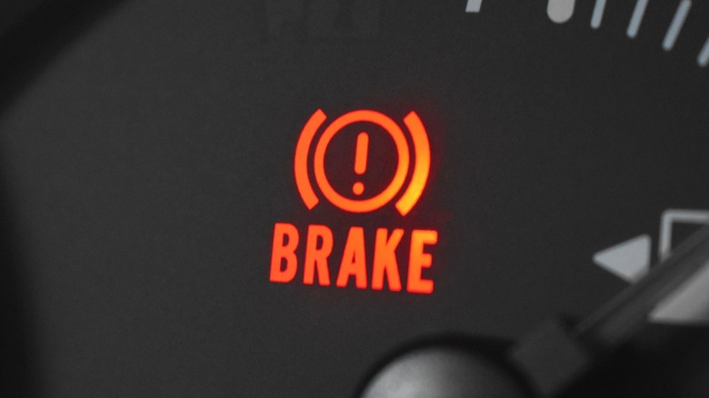 Brake warning light on dashboard