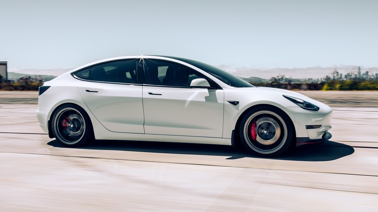 Tesla Model Y on road