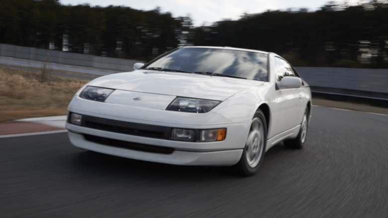 White 1992 Nissan 300ZX on a track