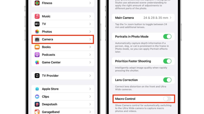 iPhone Macro Control setting