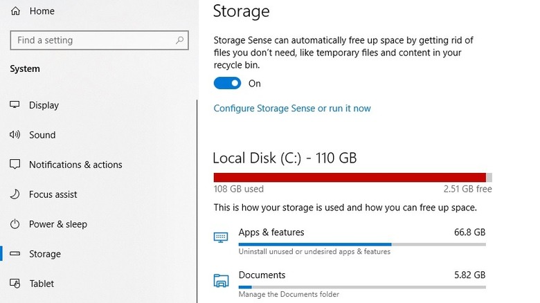 Windows storage settings screenshot