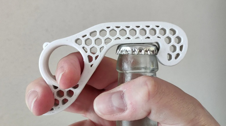 3D printed one handed bottle opener