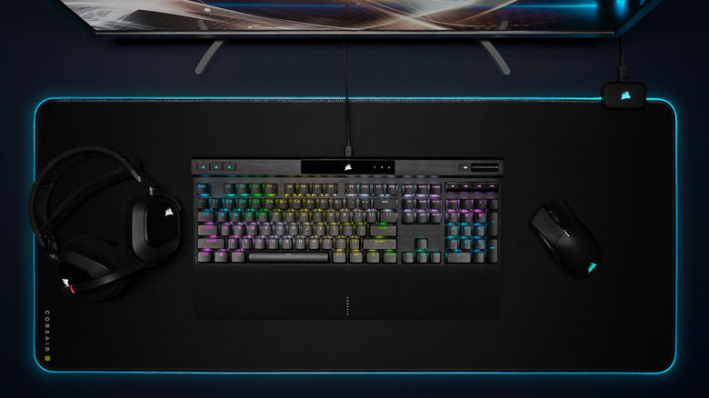 RGB keyboard with headset and mouse