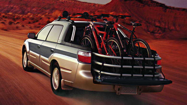 Subaru Baja hauling bicycles