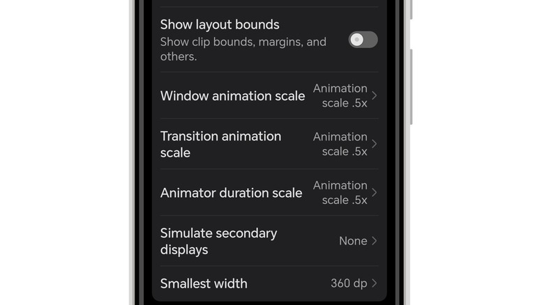 Android animation settings