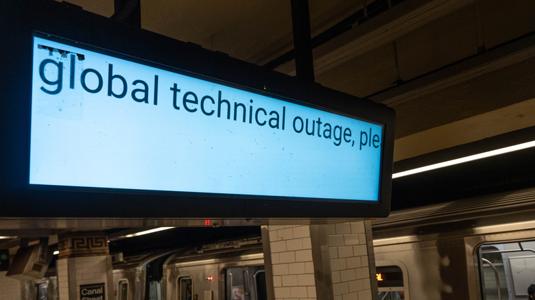 Sign announcing technical outage