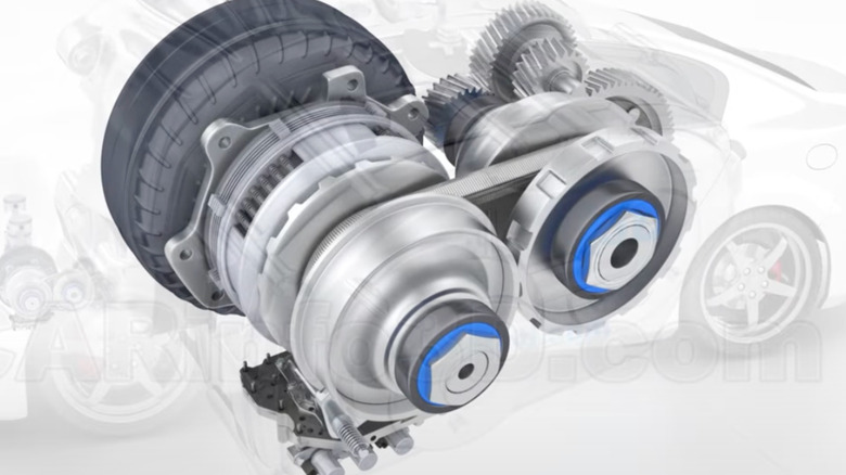 Depiction of the belt and pulley system in CVT transmission