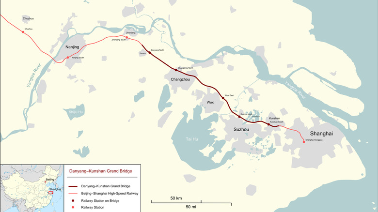 Route of the Danyang-Kunshan Grand Bridge