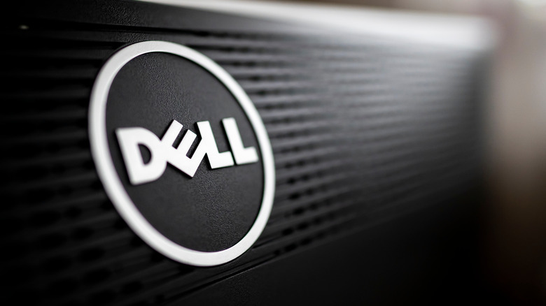 Dell logo on a computer.
