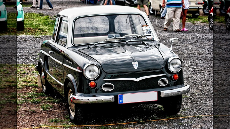 Black NSU Prinz parked car show