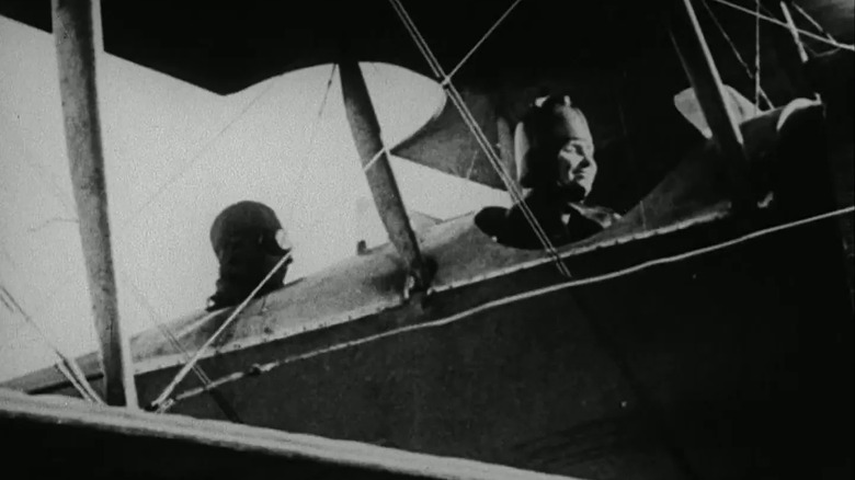 Helen Keller flying a plane in 1919 for the film Deliverance