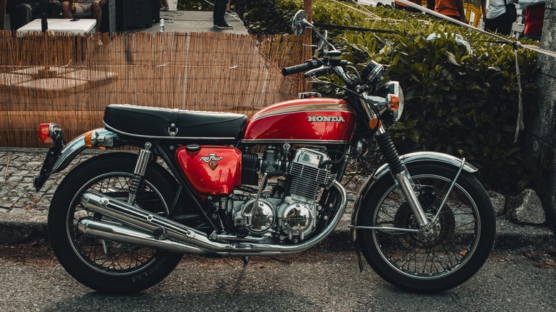 Honda CB750 parked driveway