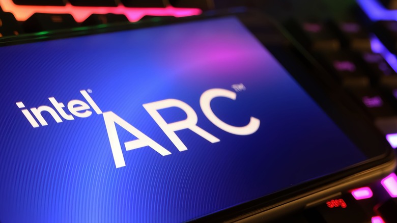 Intel Arc logo on screen