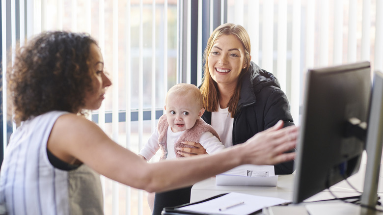 young mother and child in doctors office