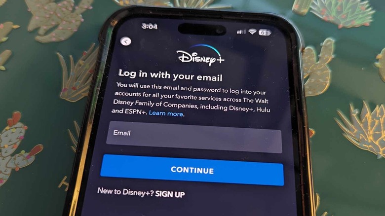 Disney Plus log in page