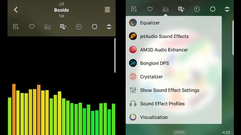 JetAudio sound effect controls