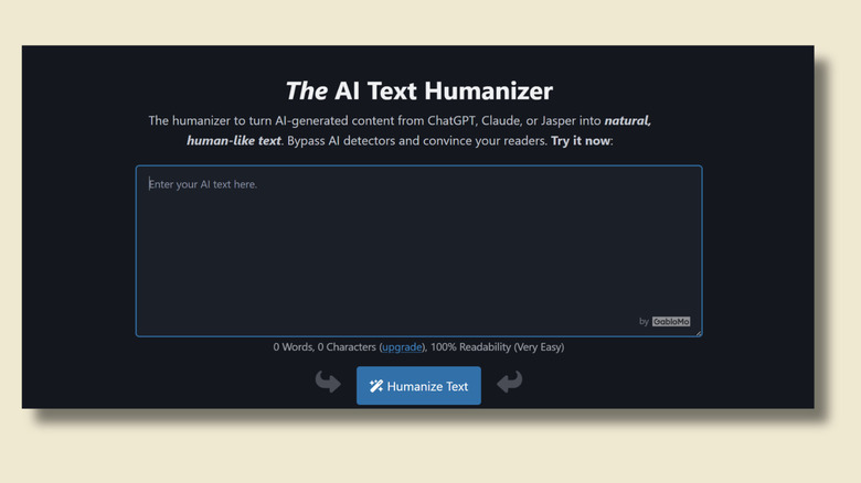 Screenshot of AI Text Humanizer front page