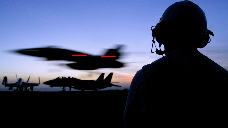 F-18 on aircraft carrier