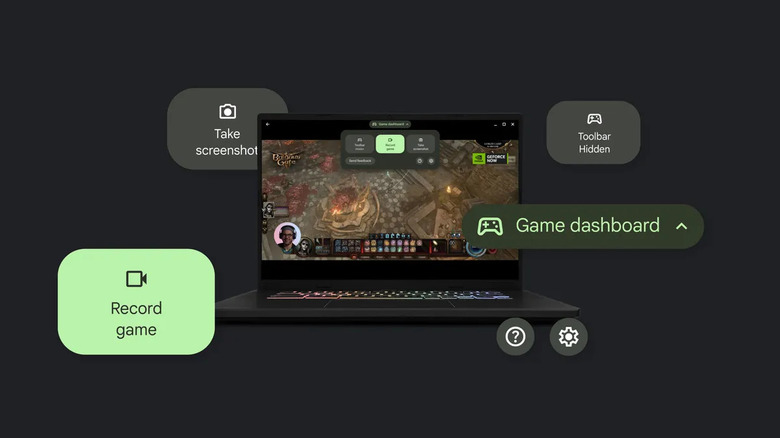 Baldur's Gate III running on an Acer Chromebook with Game Dashboard features