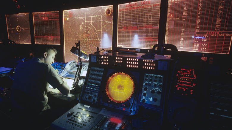 Inside a control room aboard the nuclear-powered aircraft carrier USS Theodore Roosevelt.