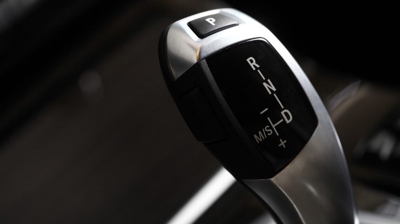 close up of a car automatic gear shifter