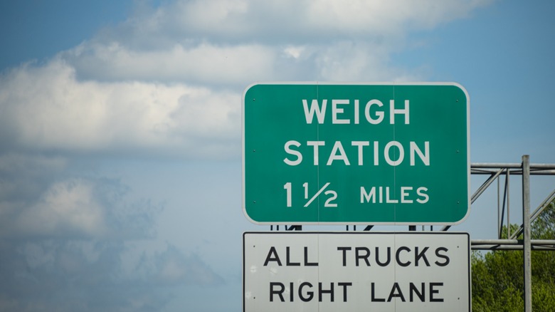 Weigh station sign.