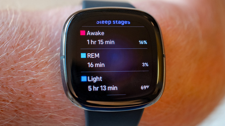 closeup of a smartwatch with sleep stats