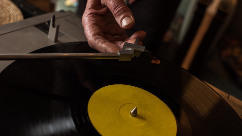 hand setting needle on record