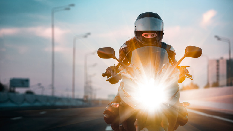 Motorcyclist riding on a highway