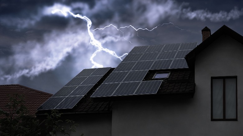 Solar panels in stormy weather