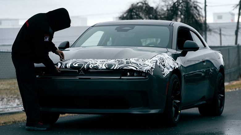 wrap being applied on Dodge concept