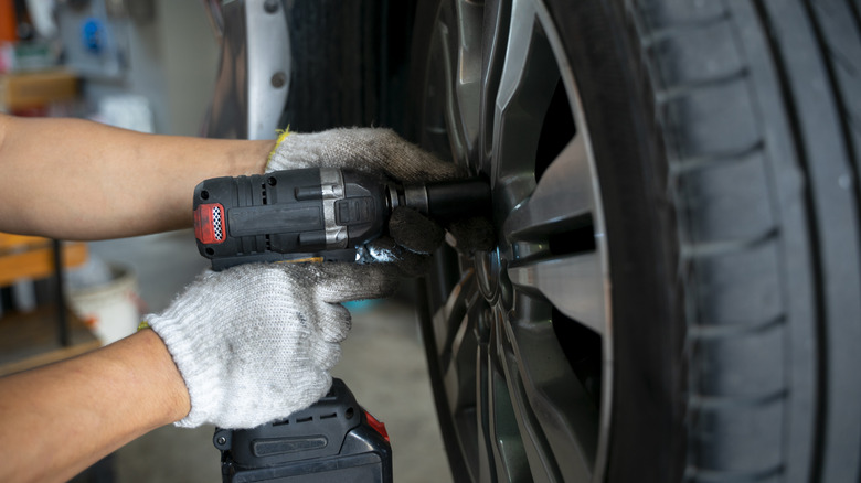 Mechanic changing tires