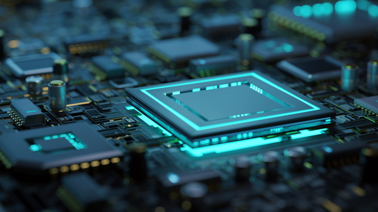 motherboard CPU cyan highlight